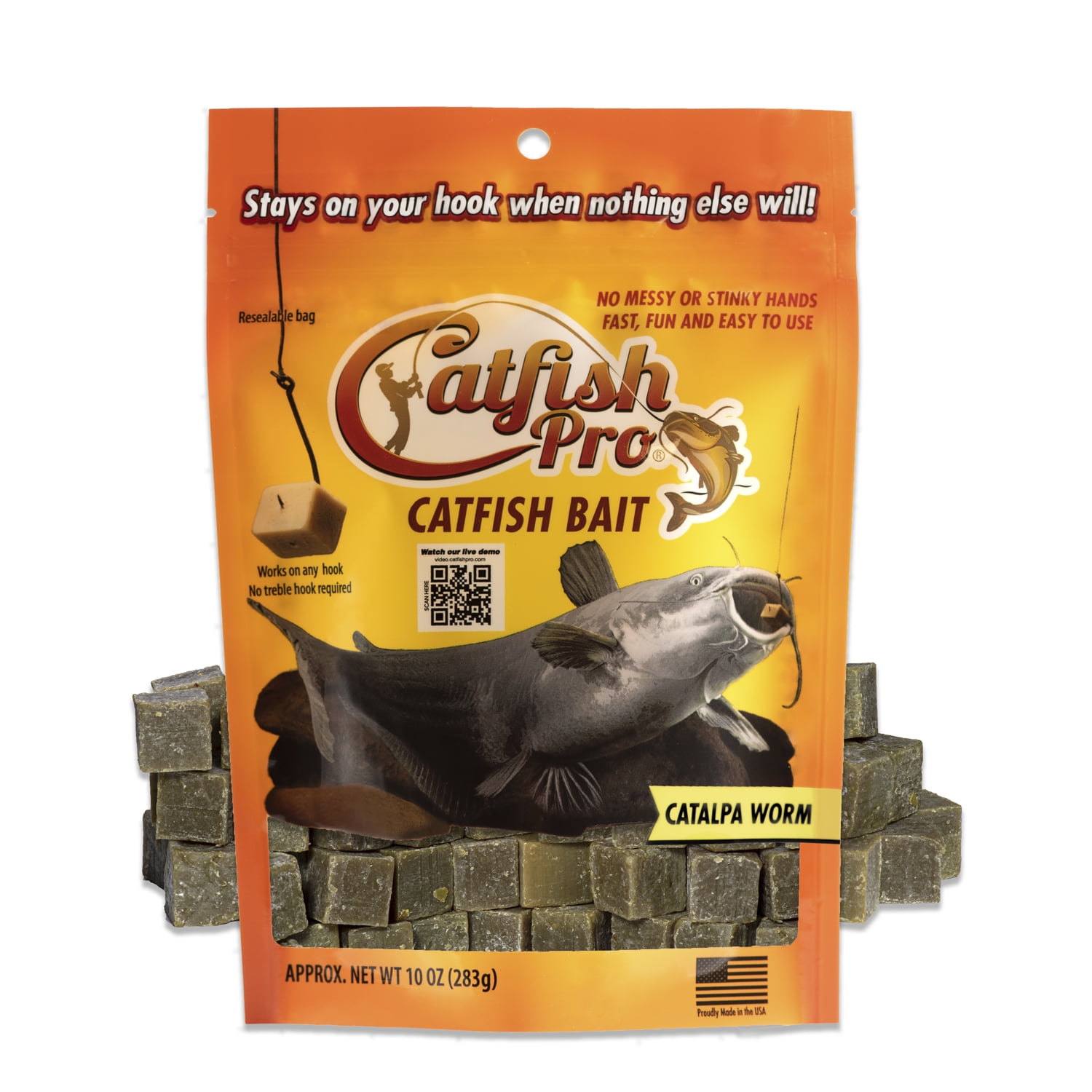 Catfish Pro Catalpa Worm Catfish Bait Fishing with Rod Reel Trotline Yoyos Limb Lines Jugs
