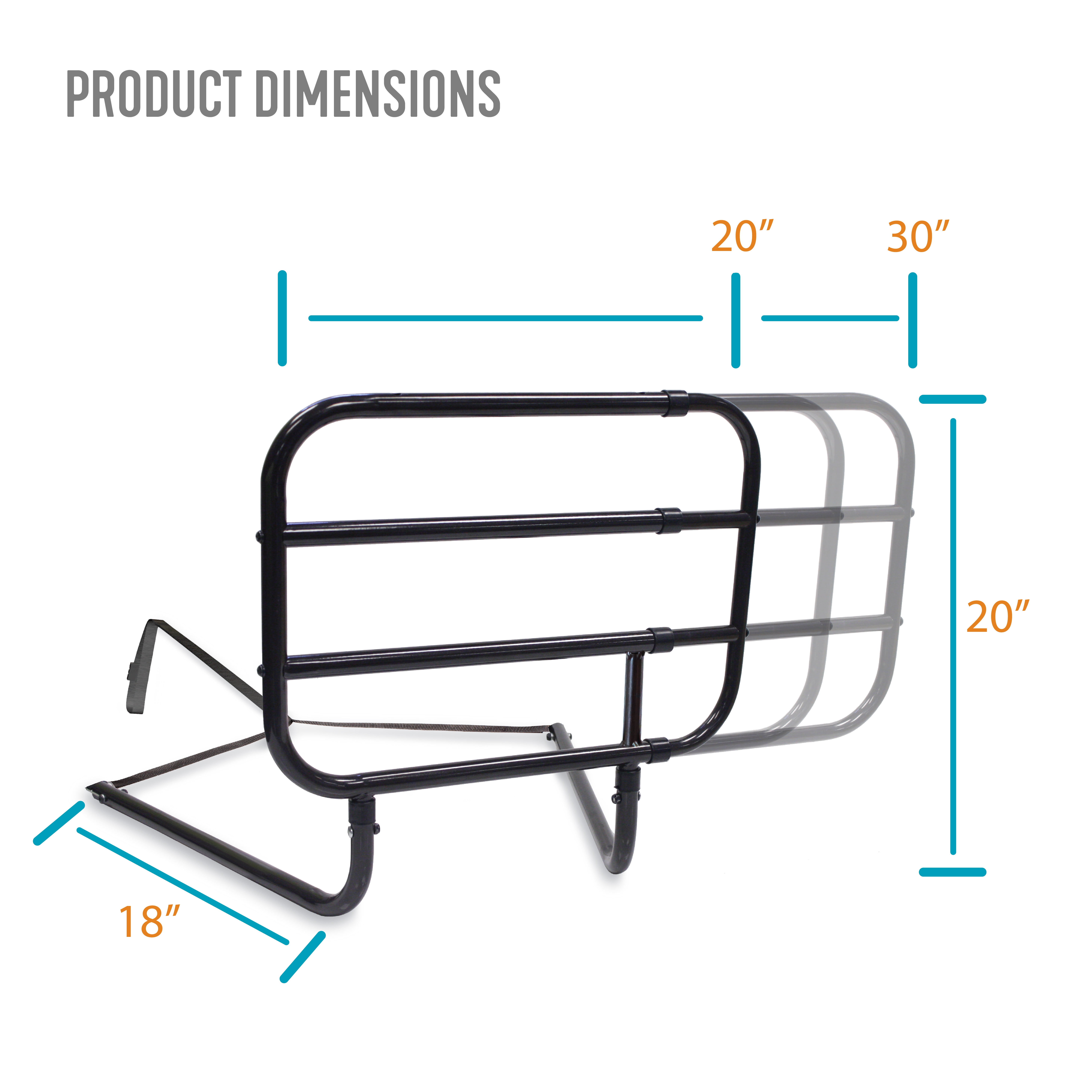 Able Life Bedside Extend-A-Rail, Adjustable Senior Bed Safety Railing and Stand Assist Grab Bar, Extendable Guardrail for Seniors and Elderly Adults, ASTM Safety Approved Bedrail