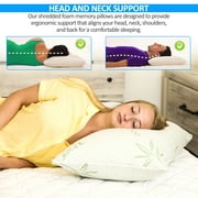 2 عبوة حجم الخيزران بحجم كينغ ، وسادات سرير رغوة الذاكرة مع وسادات قابلة للغسل ، King (2 Pack)
