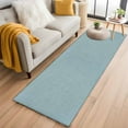 thumbnail image 3 of Haze Blue Area Rugs 2x6 for Kitchen Runner Rug, Farmhouse Burlap Solid Blue Color Modern Linen Texture Non Slip Washable Rug Runner, Low Pile Indoor Floor Carpet Bathroom Rugs for Bedroom, Kids Room, 3 of 9