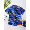 thumbnail image 3 of TiaoBug Kids Boys Floral Printed Short Sleeve Shirt Lapel Button Summer Tee Tops Type A 9-10, 3 of 7