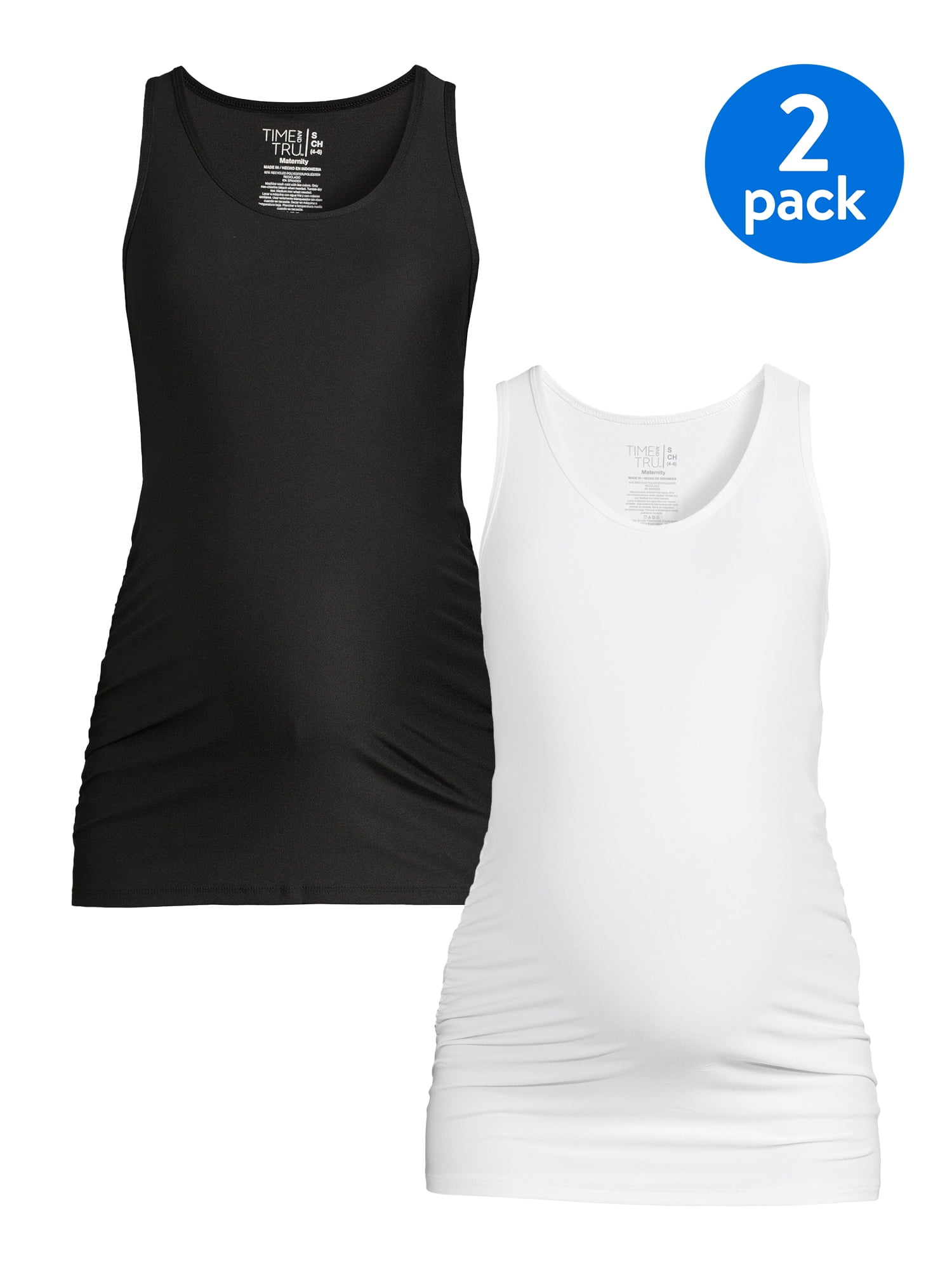 Time and Tru Women’s Maternity Tank Top, 2Pack