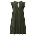 thumbnail image 5 of IDALL Summer Dresses,Casual Dresses Women'S Solid Color Round Neck Short Sleeve Casual Cake Dress Pleated Swing Skirt Flowy Dresses,Petite Dresses,Fit And Flare Dress Army Green Dress S, 5 of 9