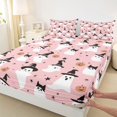 thumbnail image 4 of Manfei Halloween Cute Ghost Bed Sheets 4-Piece, Kawaii Cat Pumpkin Full Size Sheets, Pink Black Orange,1 Fitted Sheet, 1 Flat Sheet and 2 Pillowcases, 4 of 5