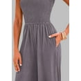 thumbnail image 3 of FreshPretty Womens Jumpsuit Summer Casual Loose One Piece Overalls Smocked Sleeveless Wide Leg Rompers With Pockets, 3 of 7
