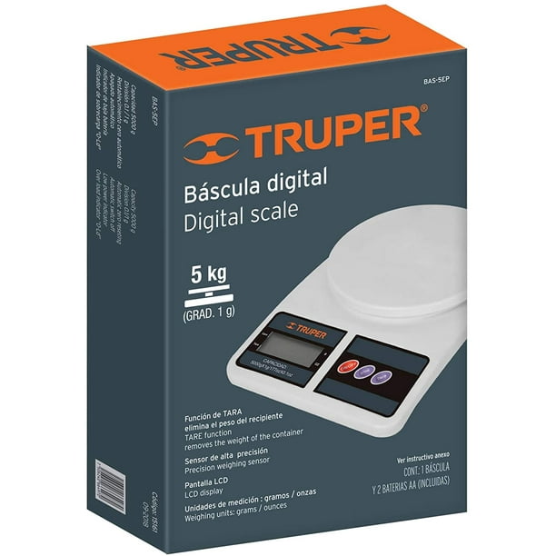 Báscula digital Truper BASE-5EP Plástica Cocina Capacidad 5k