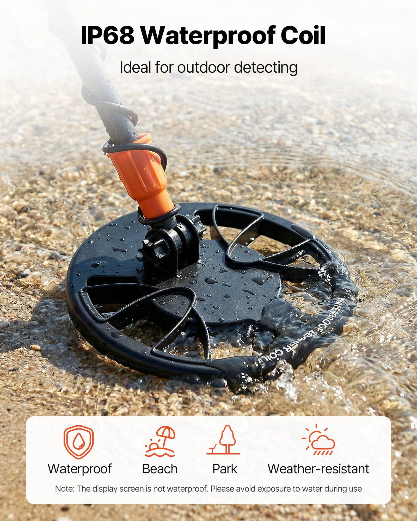 Metal Detector for Adults, 8", Professional High Accuracy Gold Detector, IP68 Waterproof Search Coil with Display, Headphones, 3 Modes, Adjustable Length, for Detecting Gold Treasure Hunting