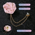 thumbnail image 2 of Pin de solapa de flor de rosa Uxcell para traje de hombre, pin de flor de tela con insignia dorada y cadena de borlas para bodas [Rosa], 2 of 7