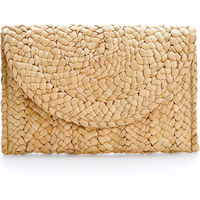 Uds. Bolso de mano de mimbre tejido, bolso de paja para niñas, playa de verano