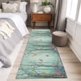 thumbnail image 5 of Botanical Washable Runner Rugs 2'x6', Spring Watercolor Trees Mystic Romantic Forest Birds Low Pile Throw Entryway Rug Non-Slip Sturdy Edge Binding Carpet for Indoor Bedside Entrance Bedside, 5 of 9