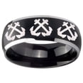 thumbnail image 2 of Tungsten Multiple Anchor 8mm Brushed Black 2 Tone Dome Polished Edges Men Ring, 2 of 2