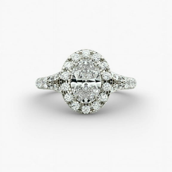 First Jewel Oval Cut 1.7 Ct VVS1/D Lab Created Diamond Engagement Ring for Women - 14K White Gold Plated Wedding Ring - Engagement Rings for Her - Mother's Day Gift