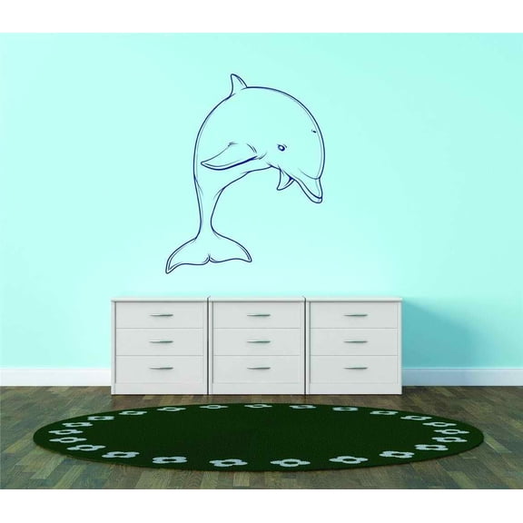 Wall Decal Dolphin Sea Ocean Animal Ocean Shark Sea Great White Trout Whale Ell Bass Boat Dolphin Whale Holiday Gift Decorating Sticker - Size: 15 Inches X 20 Inches