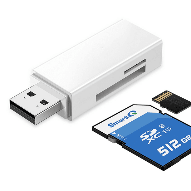 Lecteur de carte mémoire intelligent 2 en 1, USB/Type-C, USB 2.0, SD/Micro  SD