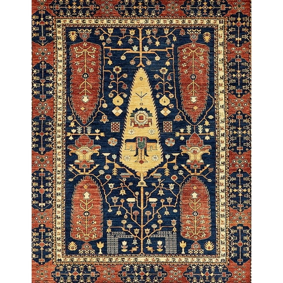 Ahgly Company Indoor Rectangle Abstract Orange Brown Abstract Area Rugs, 8' x 12'