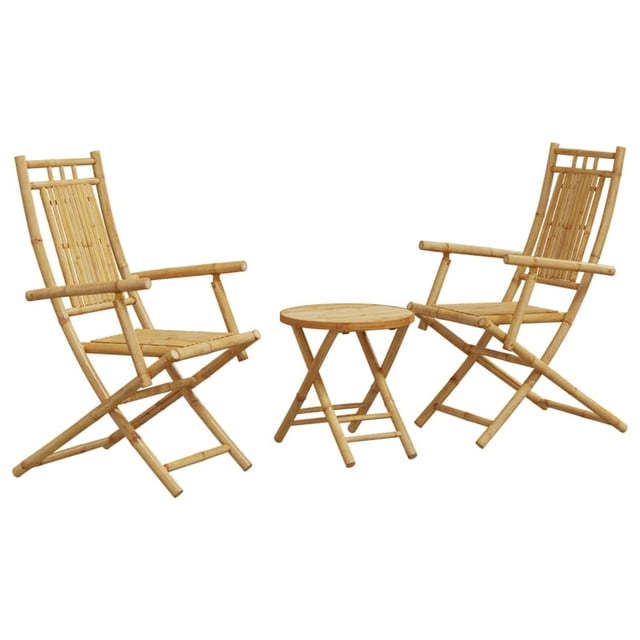 Set Bistro VidaXL de muebles de patio de bambú plegables, 3 piezas