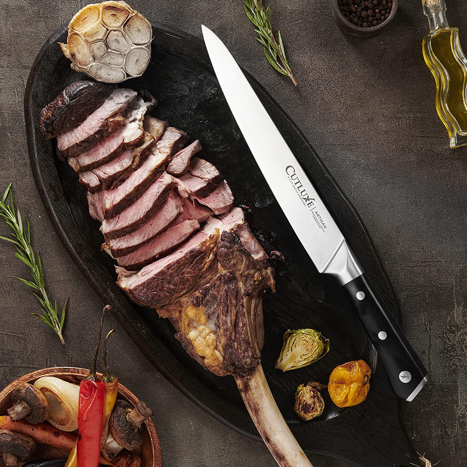 Cutluxe Turkey Carving Knife Set – Carving Set with Knife & Fork for Meat, Brisket & BBQ – Razor Sharp Premium German Steel - Full Tang, Ergonomic
