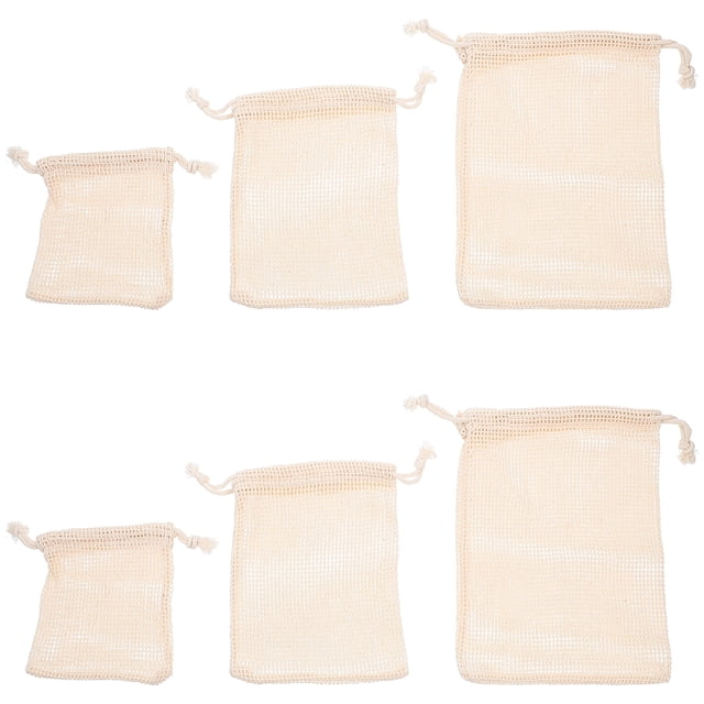 Bolsas de algodón para frutas y verduras, bolsas de malla para productos, almacenamiento de artículos diversos, 6 uds.