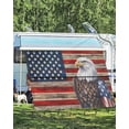 thumbnail image 4 of 4th of July RV Awning Sun Shade Screen 9'X15.3' Patriotic Eagle USA Flag Mesh Sunscreen Red White and Blue Wood Awning Shade Screen with Zipper UV Blocker Completed Kits for RV Motorhome Camper, 4 of 7