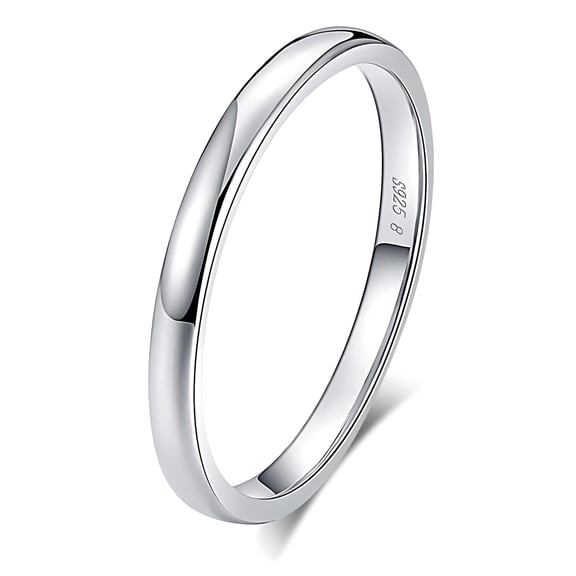 Envy 2mm Thin Plain Wedding Band for Men or Women Sterling Silver Ginger Lyne Collection