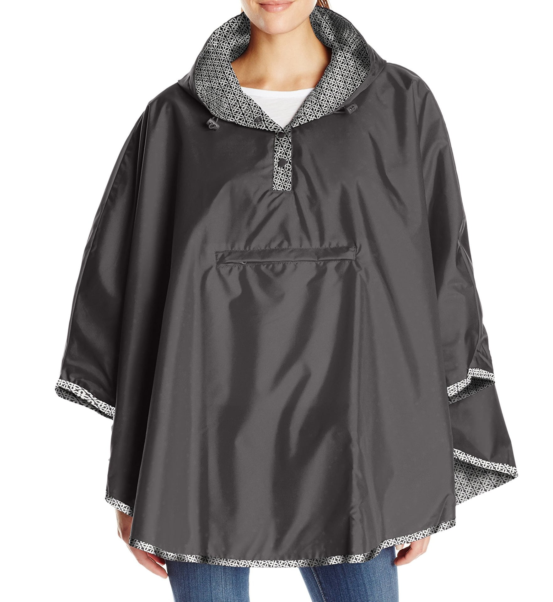 Totes Coats & Jackets Womens White One Hooded Reversible Poncho