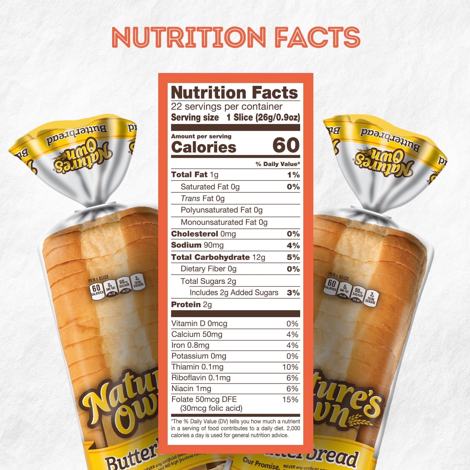 Nature's Own Butterbread Sliced White Bread Loaf, 20 oz (Pack of 6)