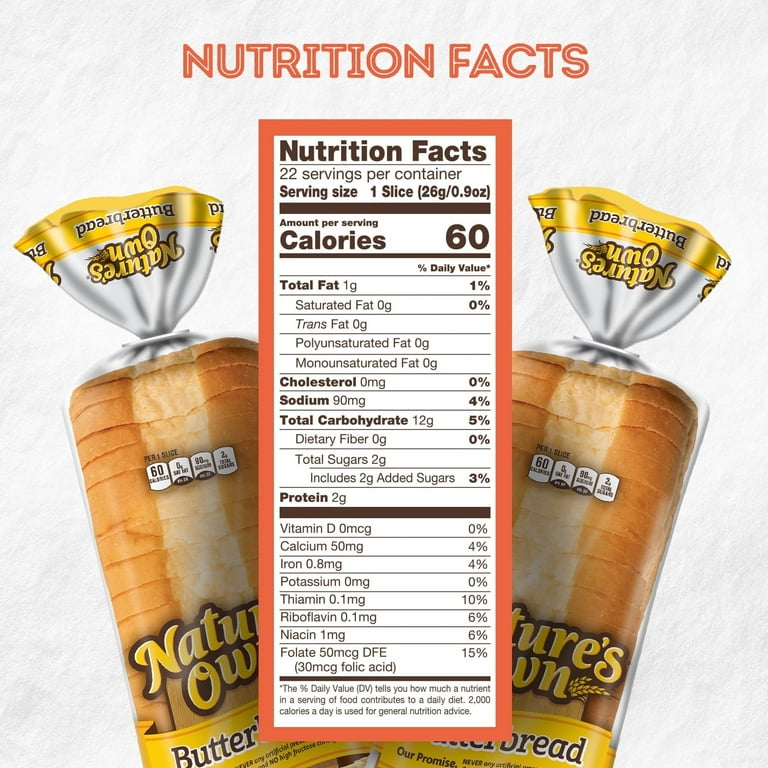 Nature's Own Butterbread Sliced White Bread Loaf, 20 oz (Pack of 6