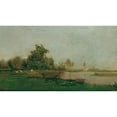 thumbnail image 2 of Eugen Jettel 18x12 Gold Ornate Wood Frame and Double Matted Museum Art Print Titled - River Landscape with Boat (1880), 2 of 4