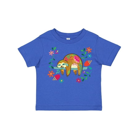 

Inktastic Sloth Cute Girls Flowered Gift Toddler Toddler Girl T-Shirt