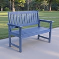 thumbnail image 3 of Tcbosik 50 inch Outdoor Bench with Cup Holder, All Weather Porch Bench, 2-Person Seating for Patio, Garden, Deck, Yard, Navy Blue, 3 of 11