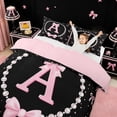 thumbnail image 3 of meiyoeat Bowknot Letter Print A Bedding For Girls,Girly Pink Bow Duvet Cover Full For Kids,Pink Reversible,3pcs(No Comforter), 3 of 6