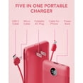 thumbnail image 3 of VRURC Portable Charger Built-in Cables and AC Wall Plug, USB C Power Bank 10000mAh, 2023 Upgraded Version Phone Charger Compact Lightweight External Battery Pack for Smart Phones, Tablets etc-Red, 3 of 5