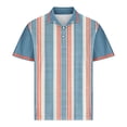 thumbnail image 3 of Blusa y camisa de manga corta con cuello vuelto para hombre, informal, de color liso, a rayas, con botones y estampado, blusa para hombre, 3 of 4