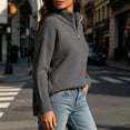 thumbnail image 4 of Maean Womens Quarter Zip Sweater V Neck Collared Long Sleeve Knit Sweaters Casual Loose Pullover Tops, 4 of 7