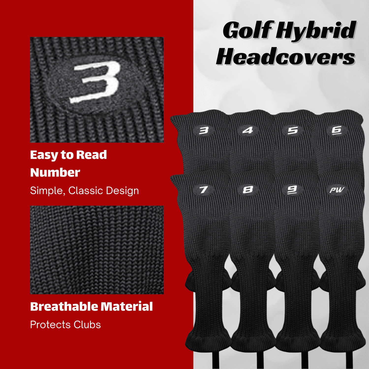 Right Handed Majek K5s Hybrid Set Senior Men's Standard with Jumbo Grips Includes 3-PW Clubs with Black Hybrid Headcovers and Black Majek Golf Hat
