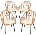 thumbnail image 3 of Dextrus 4 Piece Patio PE Rattan Wicker Chairs, Conversation Dining Chairs with Soft Cushions - Beige, 3 of 5
