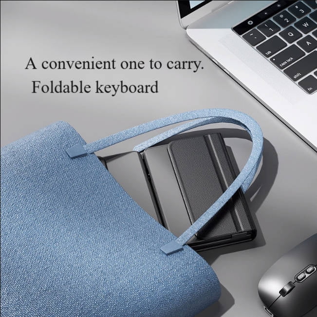 Foldable Wireless Keyboard and Mouse Combo – Bluetooth & 2.4G Dual Mode, USB-C Rechargeable, Portable Travel Set for Laptop, iPad, Tablet, Windows, Android & iOS – Quiet Slim Design, Black