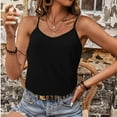 thumbnail image 4 of Womens Summer Sleeveless Cami Shirts V Neck Solid Spaghetti Straps Tank Vest Camisole Slim Fitted Soft Comfy Blouses, 4 of 7