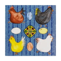 Trademark Fine Art 'Folk Chickens' Canvas Art by Claudia Interrante