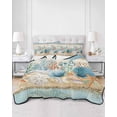 thumbnail image 2 of Quilt King Size Bedding Set, Starfish Coastal Blue Reversible Summer Quilt 3 Pieces, Summer Ocean Coral Conch Vintage Lightweight Bedspreads Coverlets with 2 Pillow Shams for All Seasons, 2 of 5