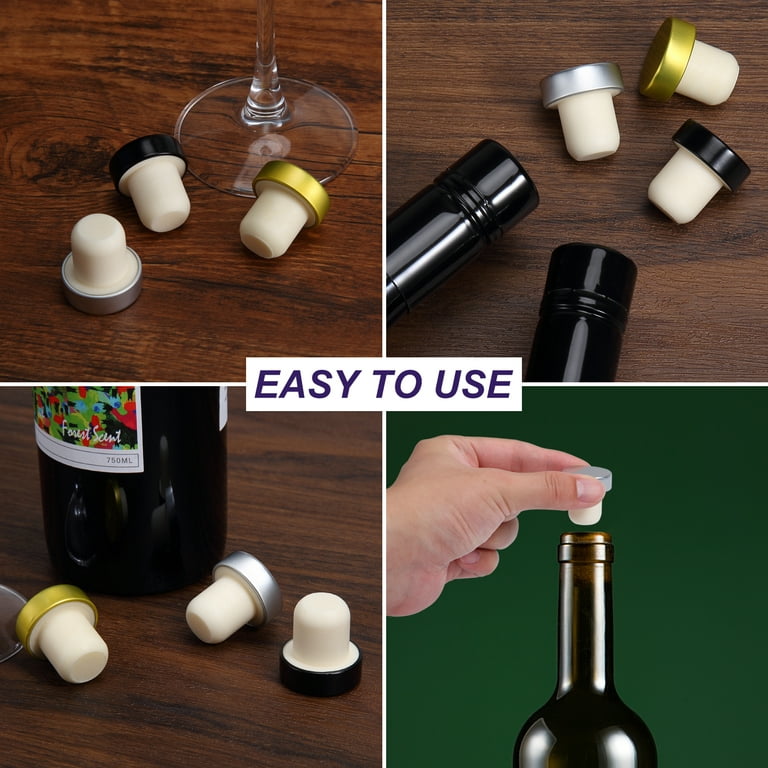DSstyles T-Stop Cork,Wine Stopper, Reusable Wine Cork Sealer Caps for Wine  Beer Bottles DIY Craft (Black, Silver, Gold, 24 Pieces) 