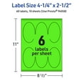 thumbnail image 6 of Avery Printable Oval Labels, Neon Green, 4.25" x 2.5", 60ct, 6 of 11
