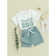thumbnail image 3 of Jxzom Brother Sister Matching Outfits Letter Embroidery Short Sleeve T-Shirt Shorts Set 3 6 12 18 Months 2T 3T Boy Girl Baseball Outfit, 3 of 8