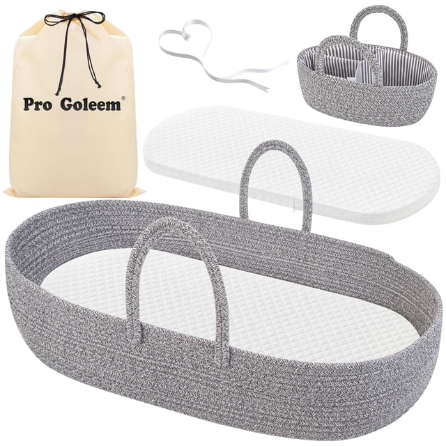 Cesta cambiadora de pañales Pro Goleem Baby con almohadilla de espuma y carrito