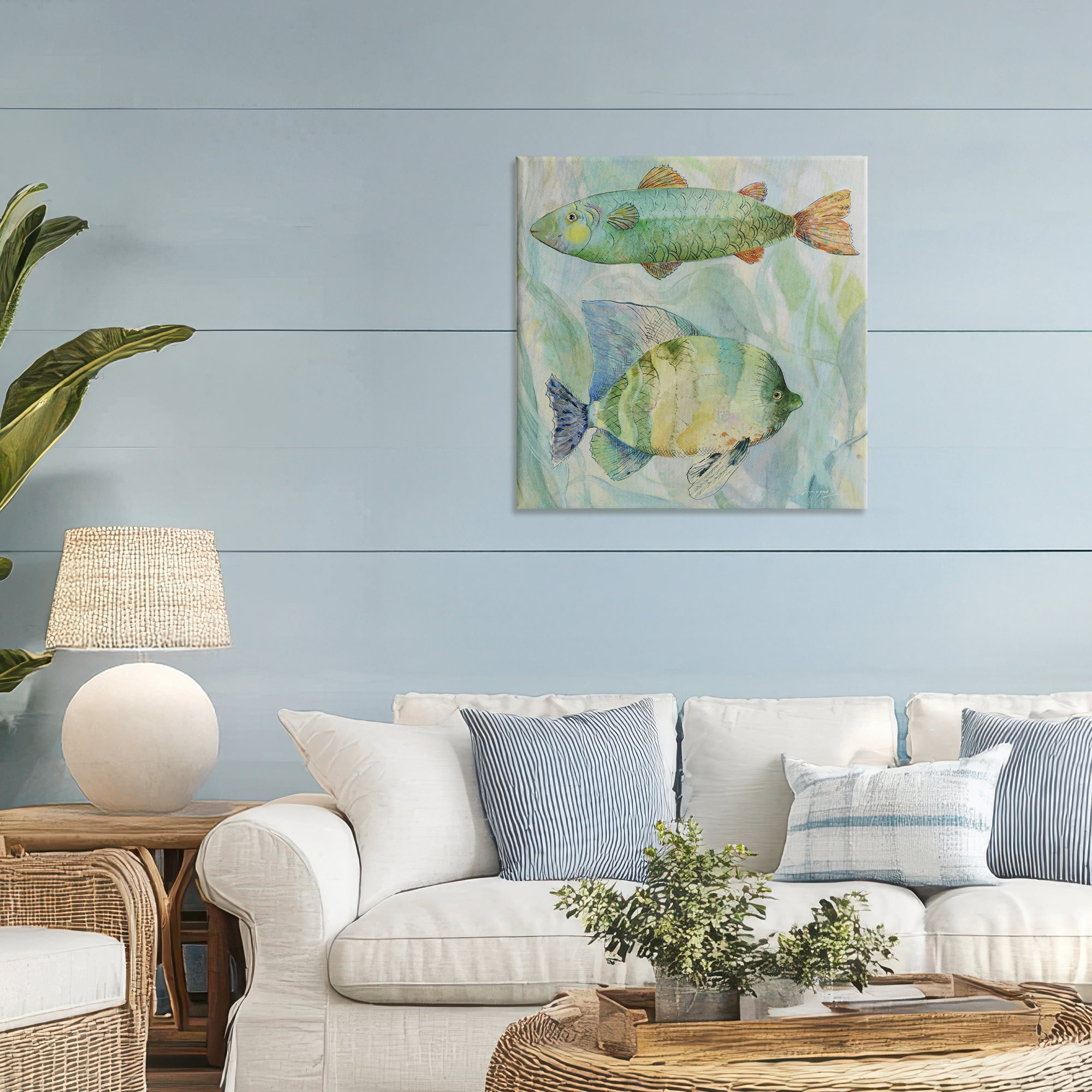 Stupell Industries Sweet Fish Duo Watercolor Canvas Wall Art, design by Lorenzo Collective
