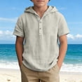 thumbnail image 2 of Akiihool Chemises pour Enfants Garçons Garçons Manches Courtes T-Shirts d'Été à Col Rond pour Enfants Décontractés Basiques en Coton Unis Hauts (Beige, 7-8 Ans), 2 of 2