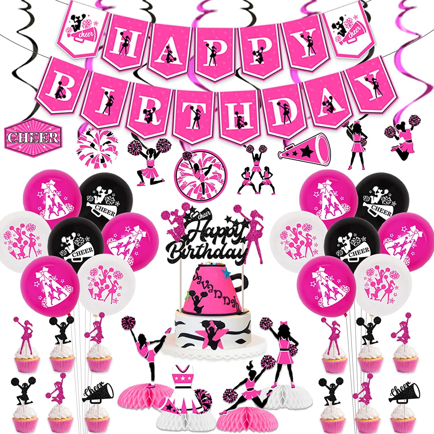 Cheerleading Birthday Party Decorations for Girls Rose Red Black