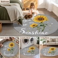 thumbnail image 5 of Round Area Rug 8 Ft, Sunflowers Washable Non-Slip Circle Carpet for Living Room/Bedroom, Spring Summer Bees Yellow Floral Grey Collection Low-Profile Large Area Rugs for Indoor, 5 of 8
