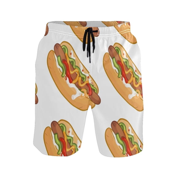 Hot Dog Mens Swim Trunks Quick Dry Board Shorts Breathable Fit Beach Shorts Swimwear