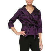 Alex Evenings Women's Stretch Taffeta 3/4 Sleeve Formal Blouse, Special Occasion Dress Shirt